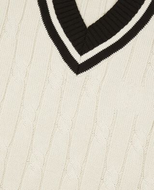 The Kooples MEN BLACK-ECRU beige cabled sleeveless sweater
