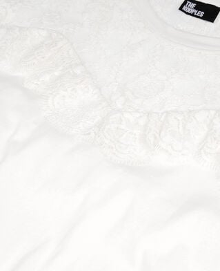 The Kooples WOMEN ECRU t-shirt with black ecru lace