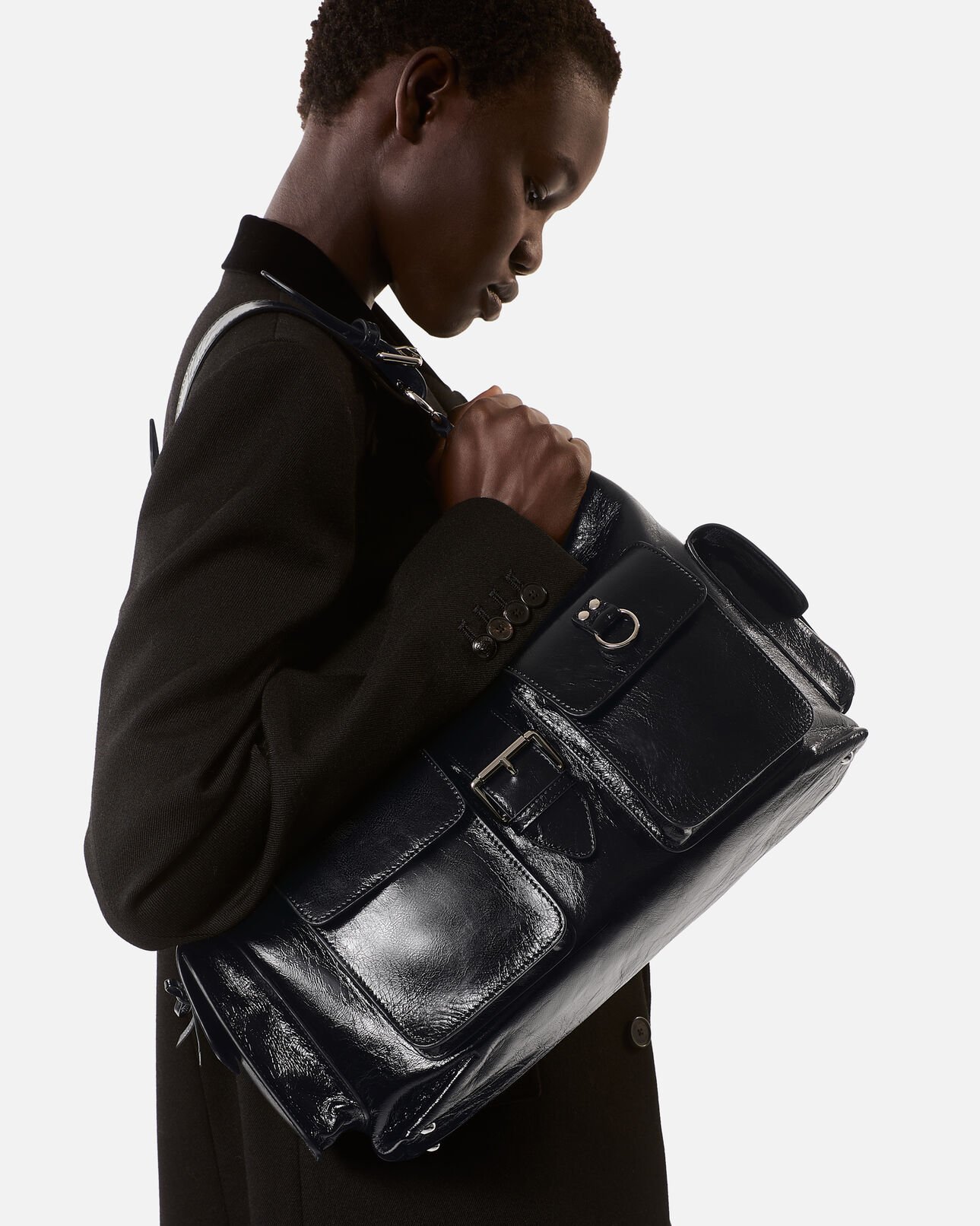 The Kooples WOMEN BLACK black leather amelia xl bag