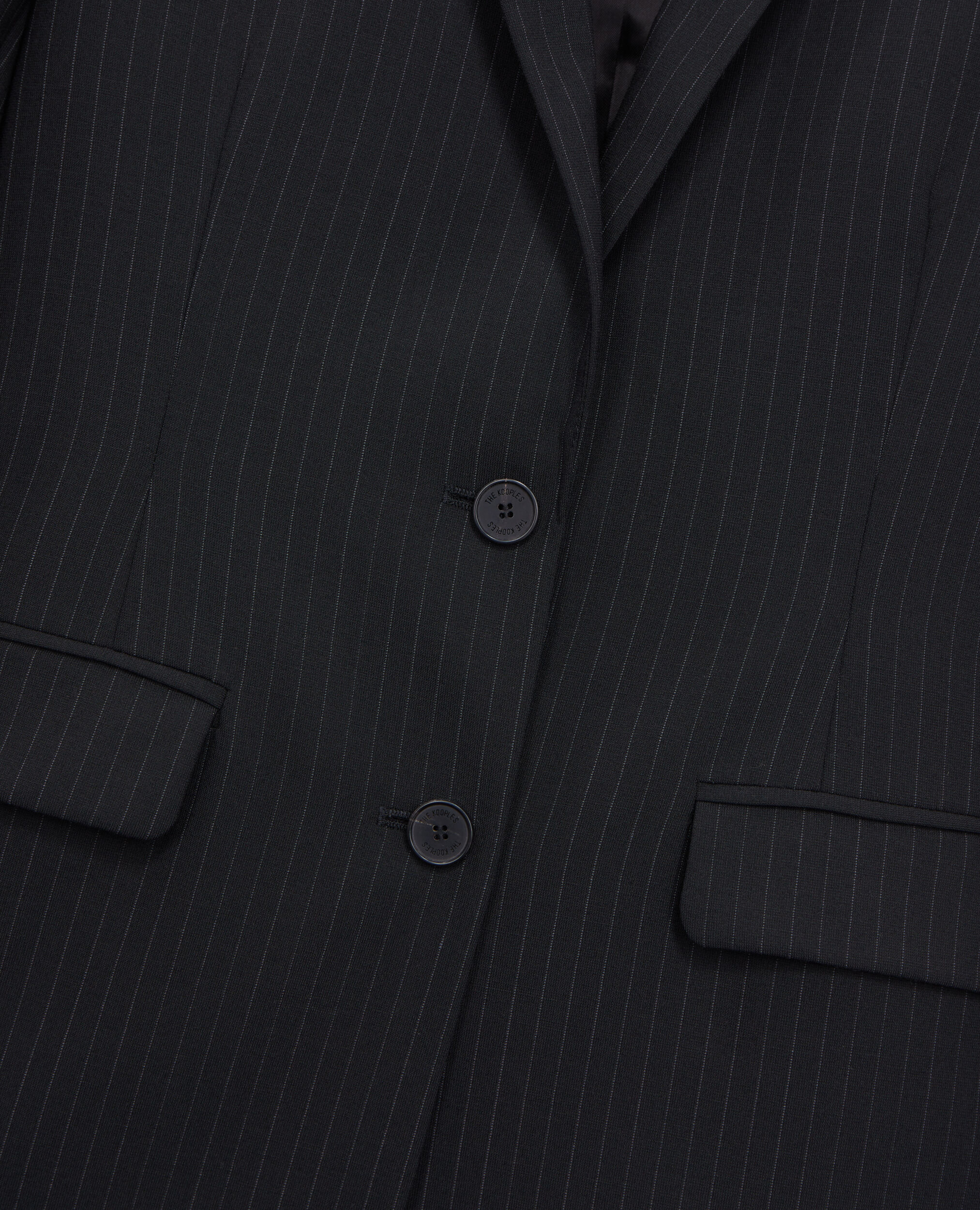 Chaqueta traje negra rayas mezcla lana, BLACK WHITE, hi-res image number null