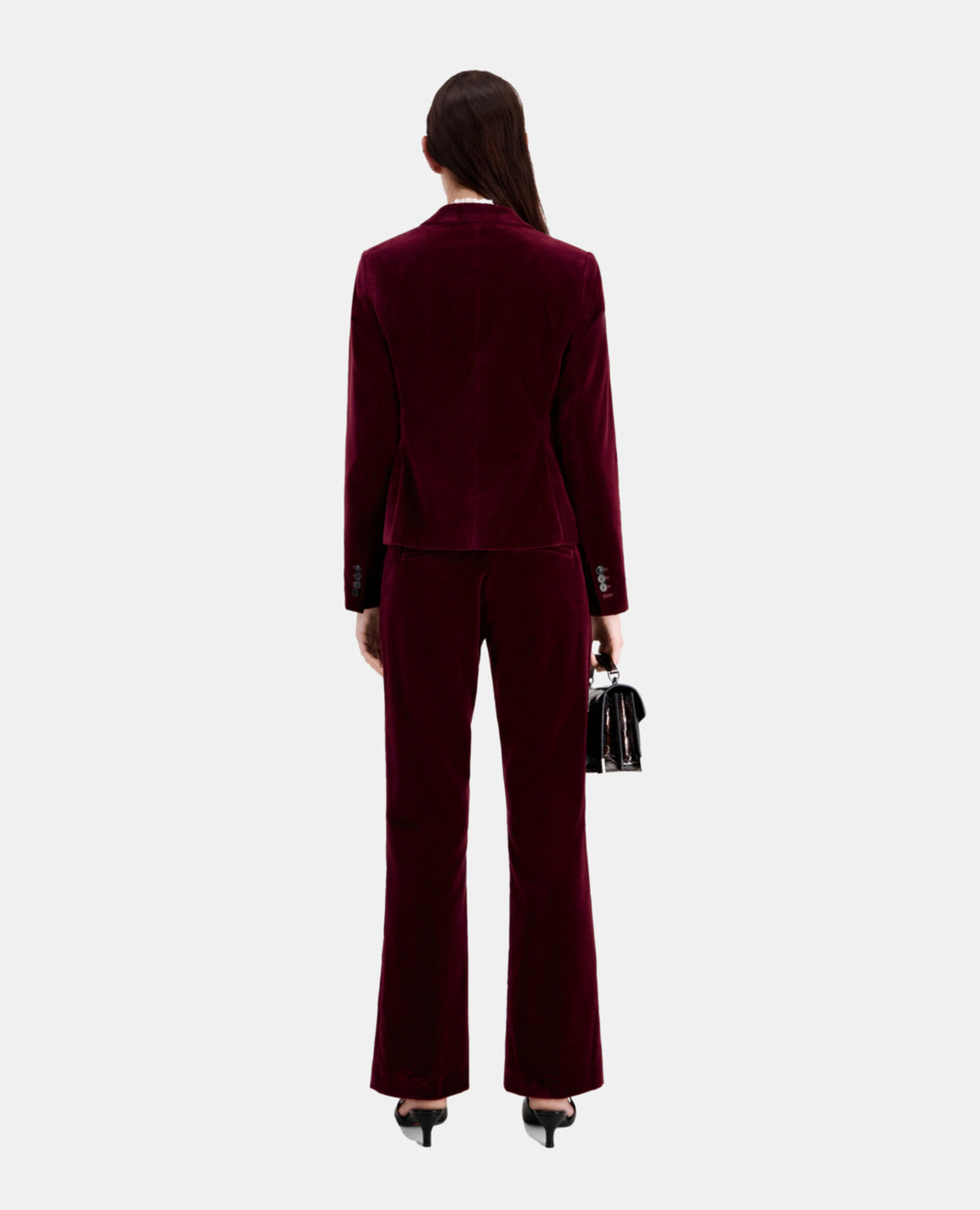 Short burgundy velvet suit jacket, BURGUNDY, hi-res image number null
