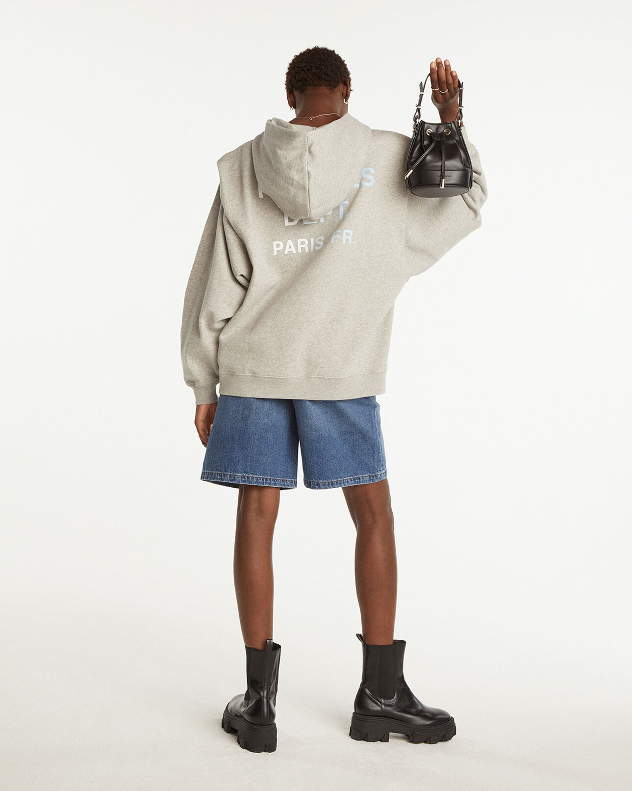 The Kooples FEMME LIGHT GREY MELANGE sweat gris oversize logo tie and dye