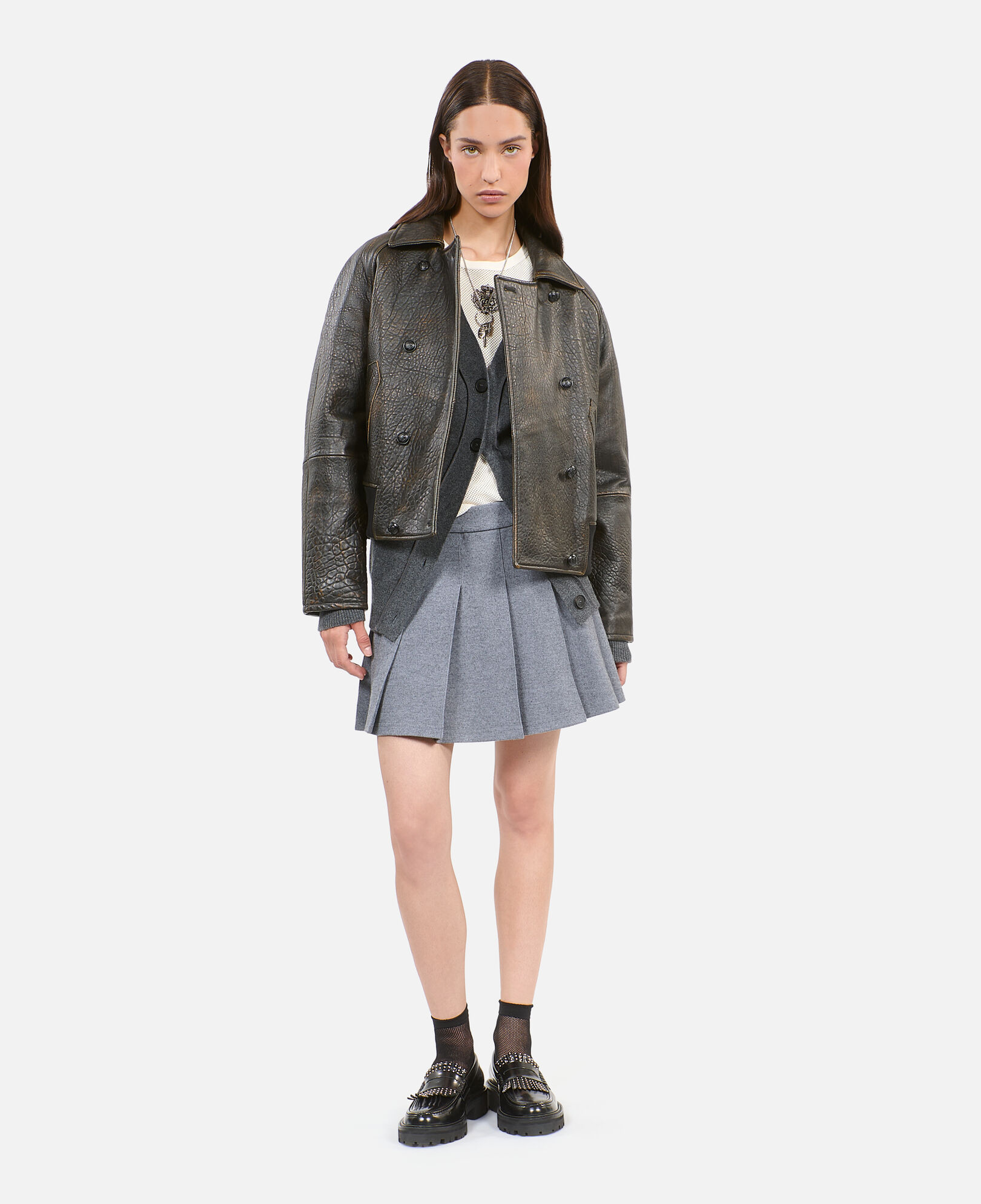 The Kooples WOMEN DARK BROWN brown leather jacket