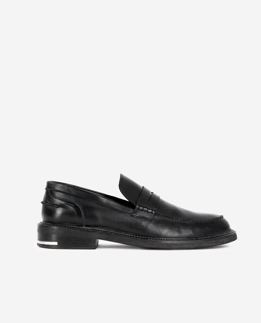 The Kooples MEN BLACK black leather penny loafers