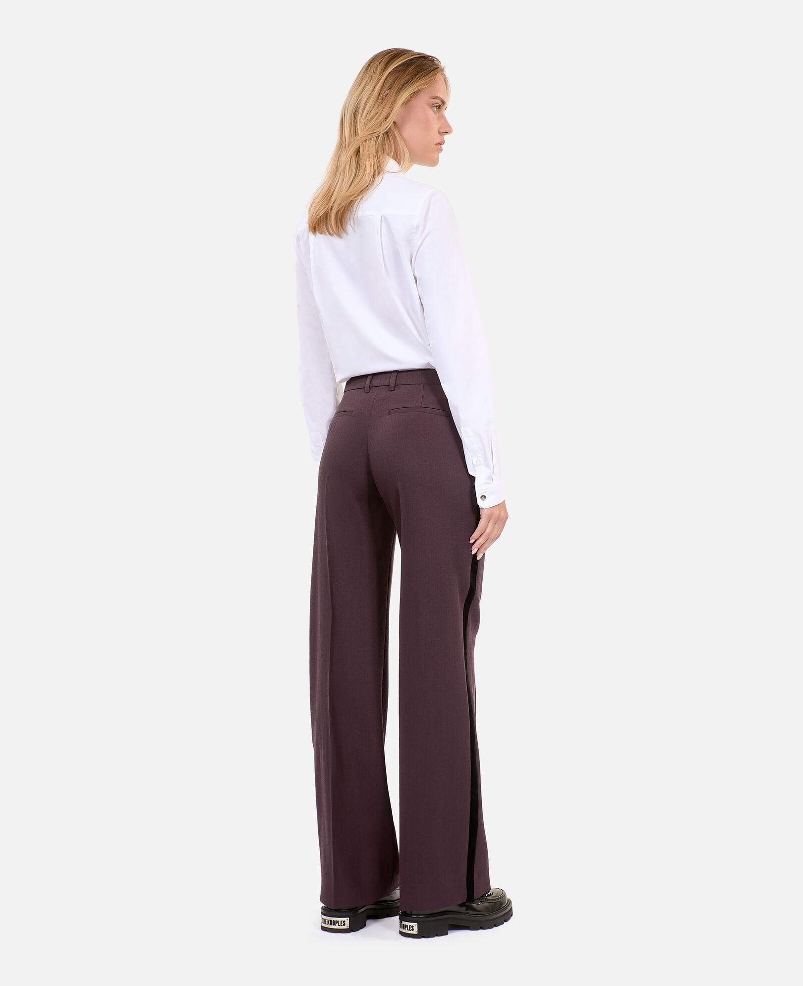 The Kooples WOMEN BROWN brown wide-leg trousers