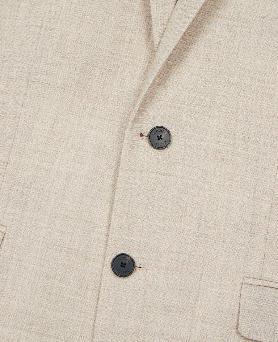 The Kooples HERREN BEIGE beigefarbene, schmal geschnittene anzugjacke aus wolle