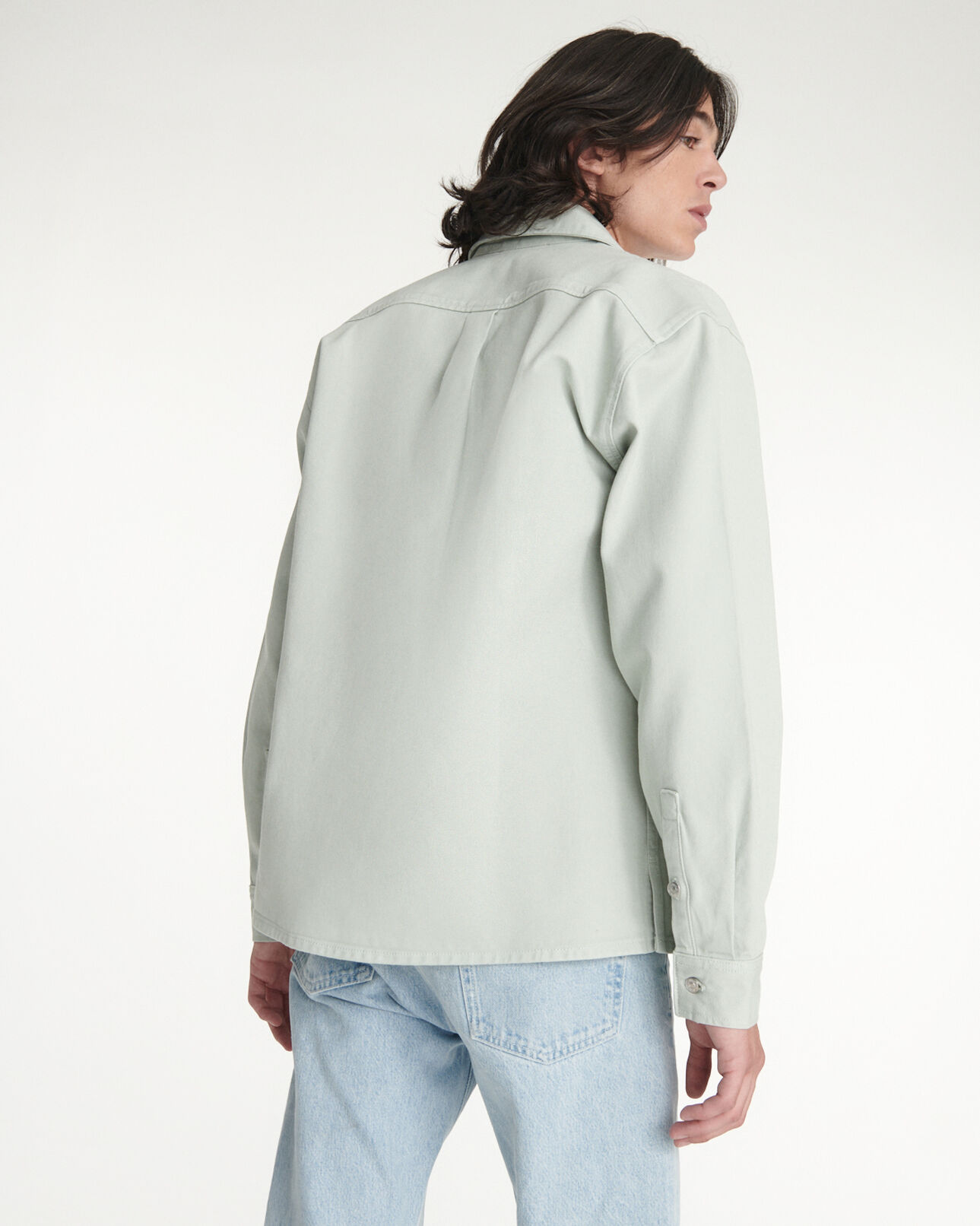 The Kooples MEN MINT mint green denim shirt with pockets