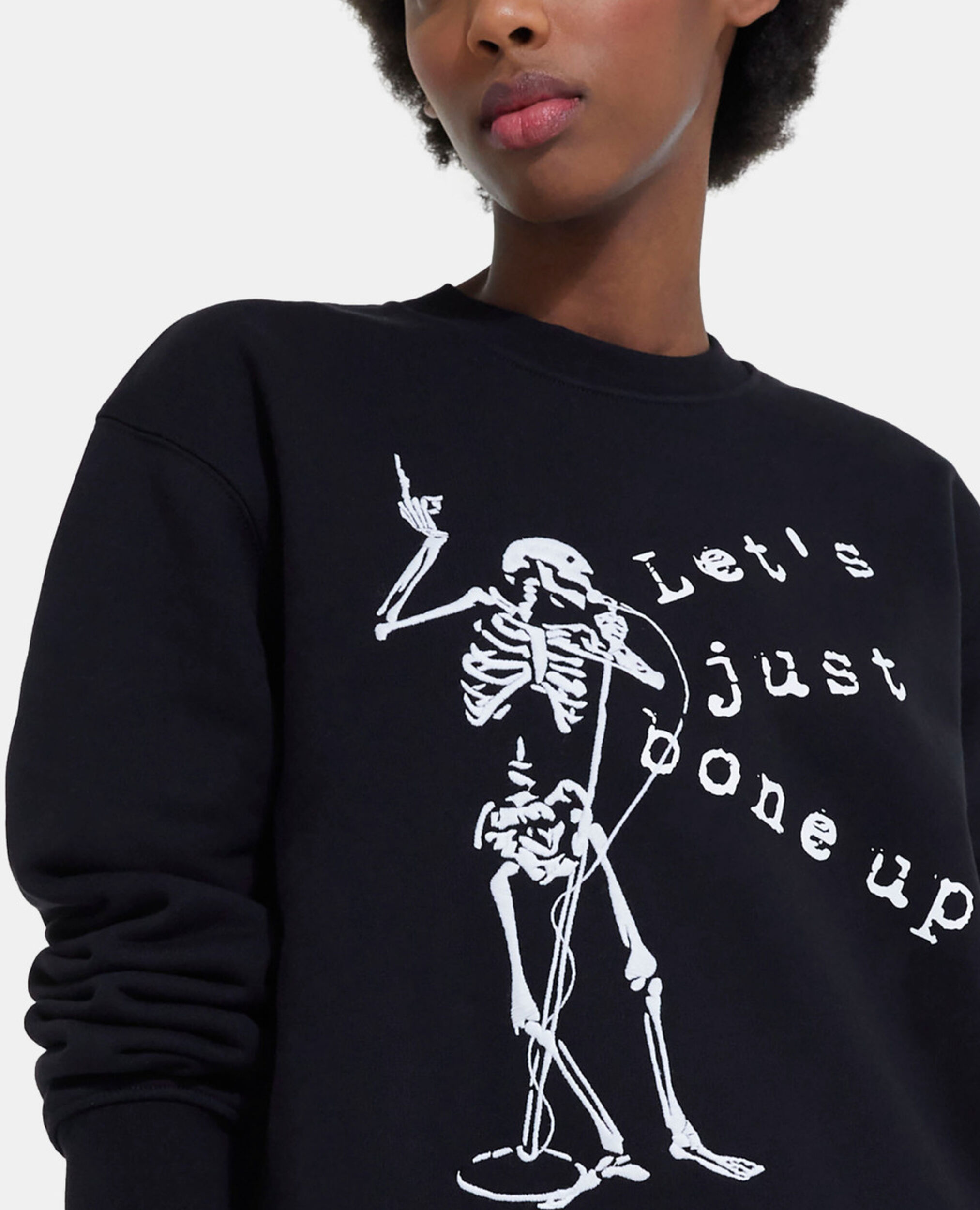 Black screen print sweatshirt, BLACK, hi-res image number null