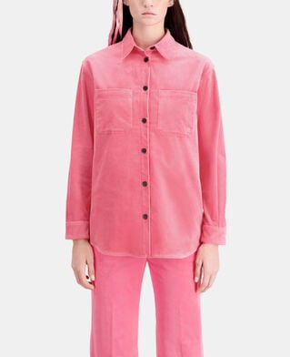 The Kooples FEMME OLD PINK surchemise rose en velours côtelé