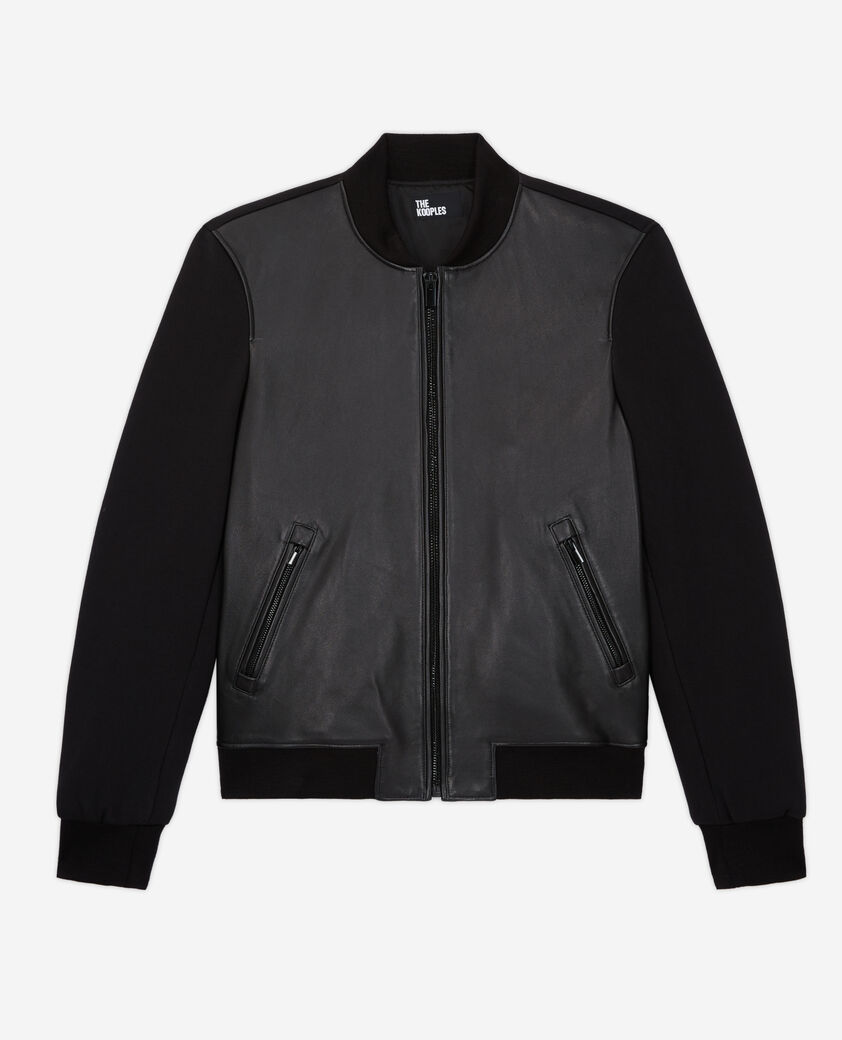 The Kooples HOMME BLACK blouson détails cuir noir