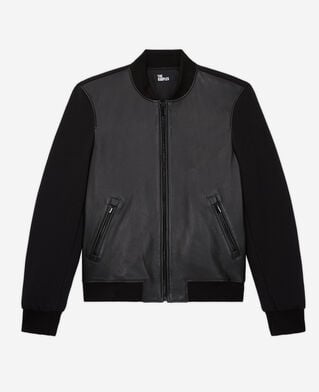 The Kooples HOMME BLACK blouson détails cuir noir