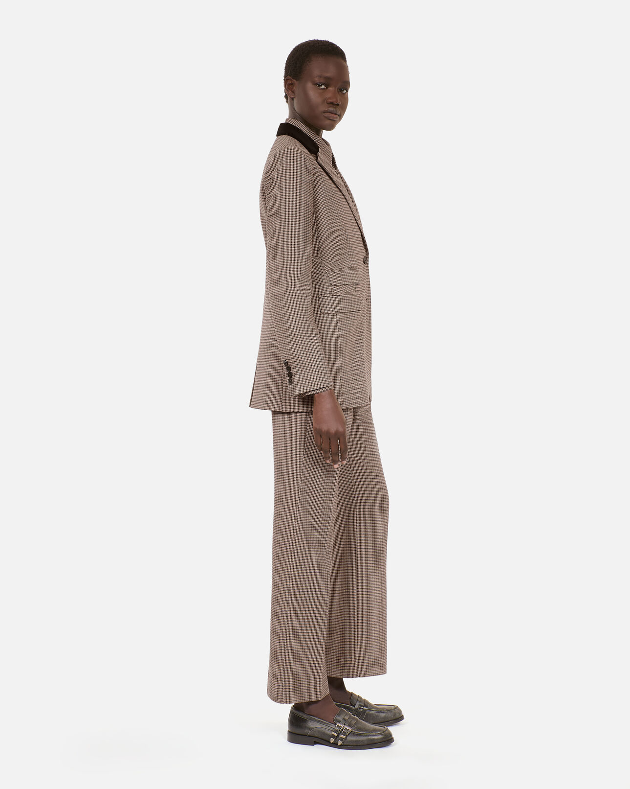 The Kooples WOMEN BEIGE-BROWN beige houndstooth suit jacket