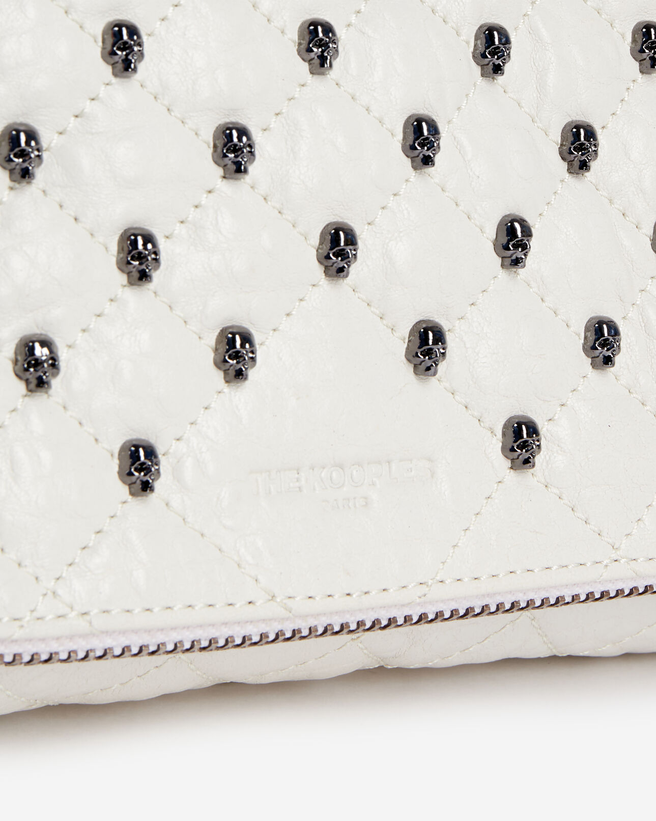 The Kooples WOMEN OFF WHITE heritage small white leather pouch with skulls