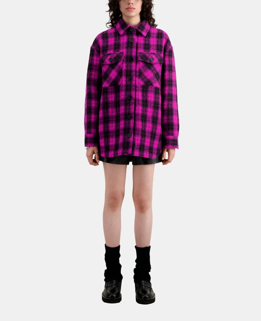 The Kooples FEMME PINK BLACK blouson style surchemise à carreaux roses