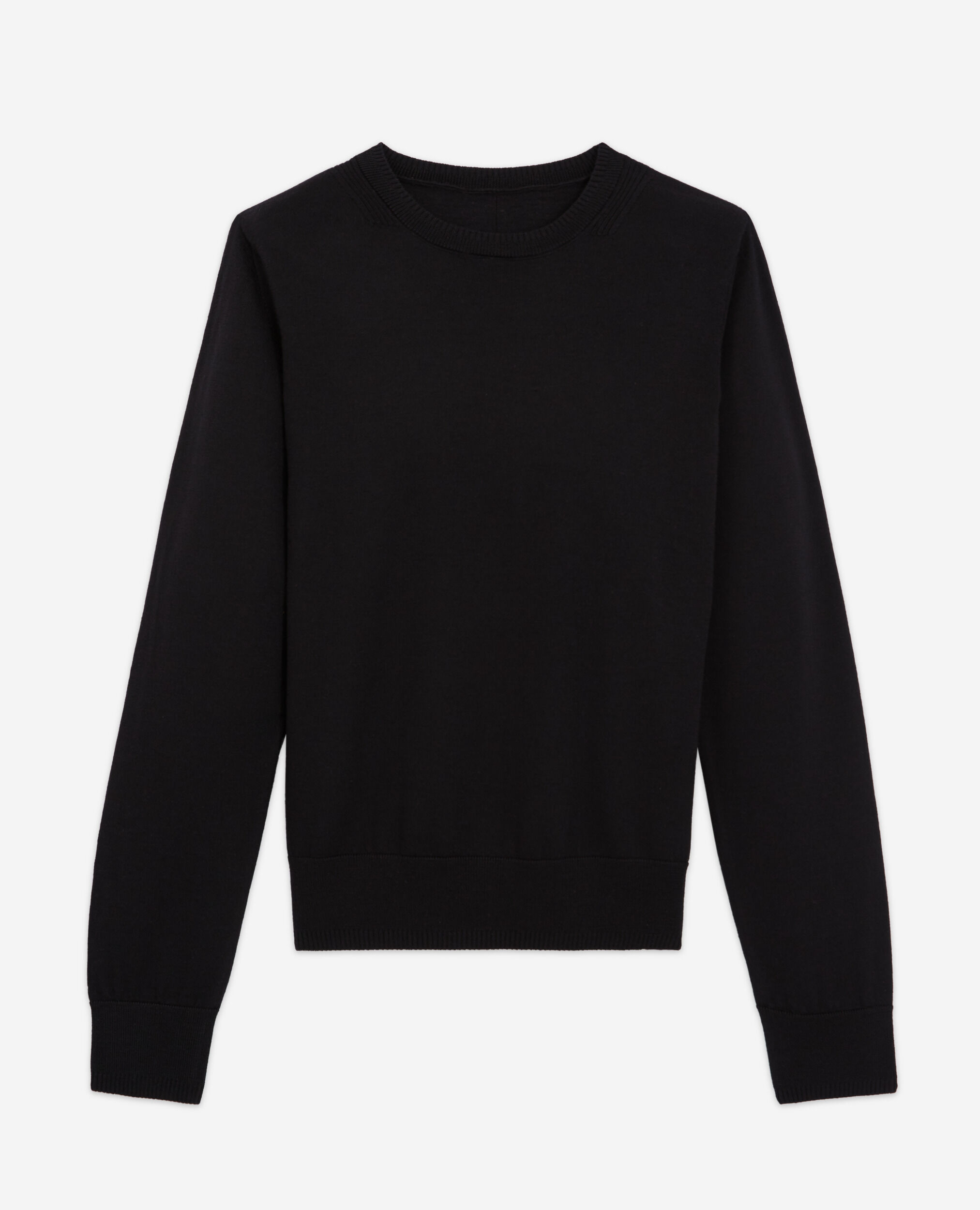 Schwarzer Pullover aus feiner Merinowolle, BLACK, hi-res image number null