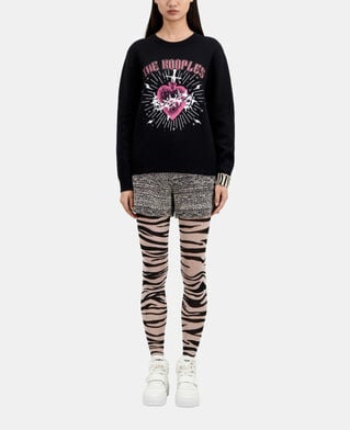 The Kooples F BLACK WHITE dagger through heart black jumper with stars