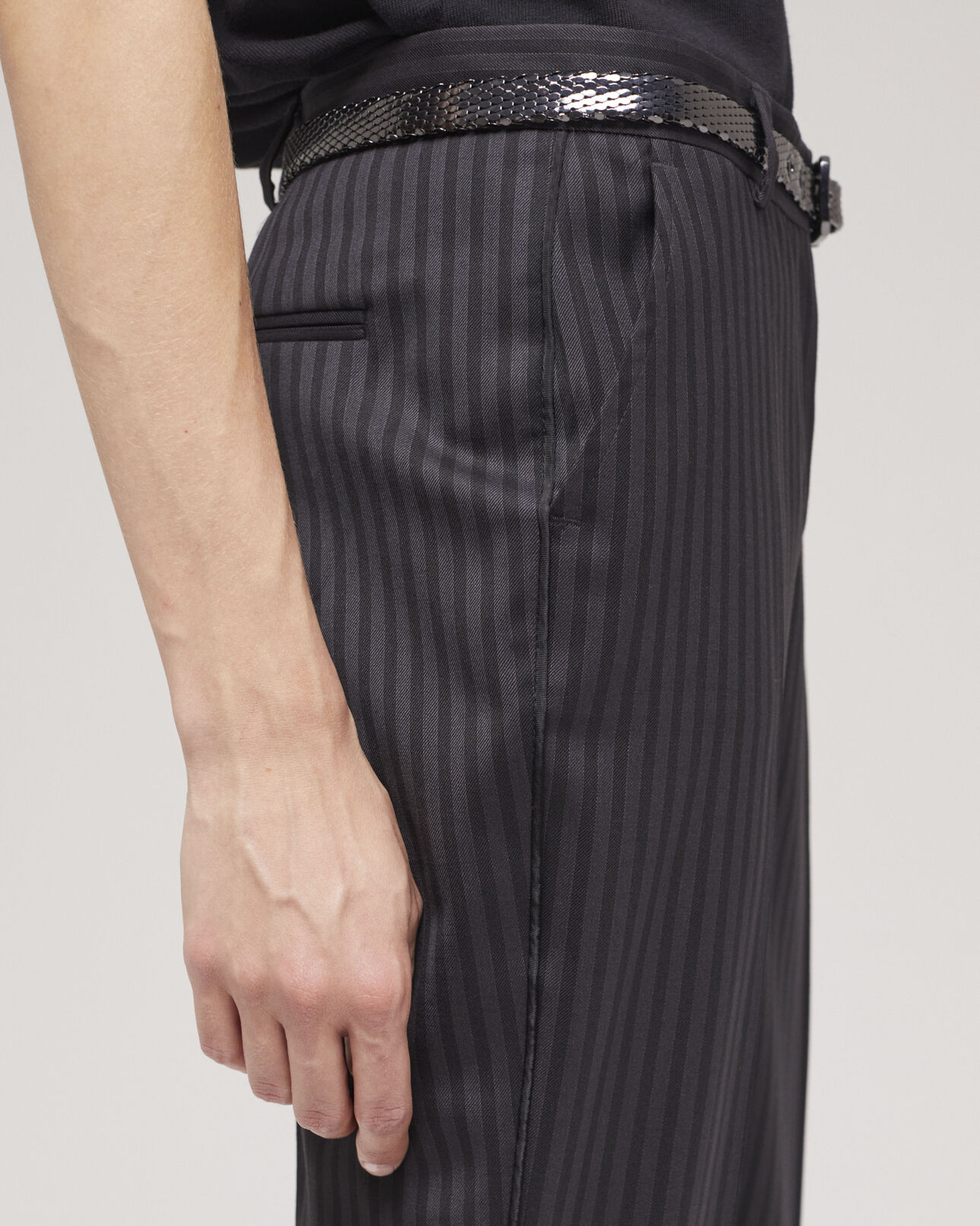 The Kooples WOMEN BLACK GREY striped wool suit pants