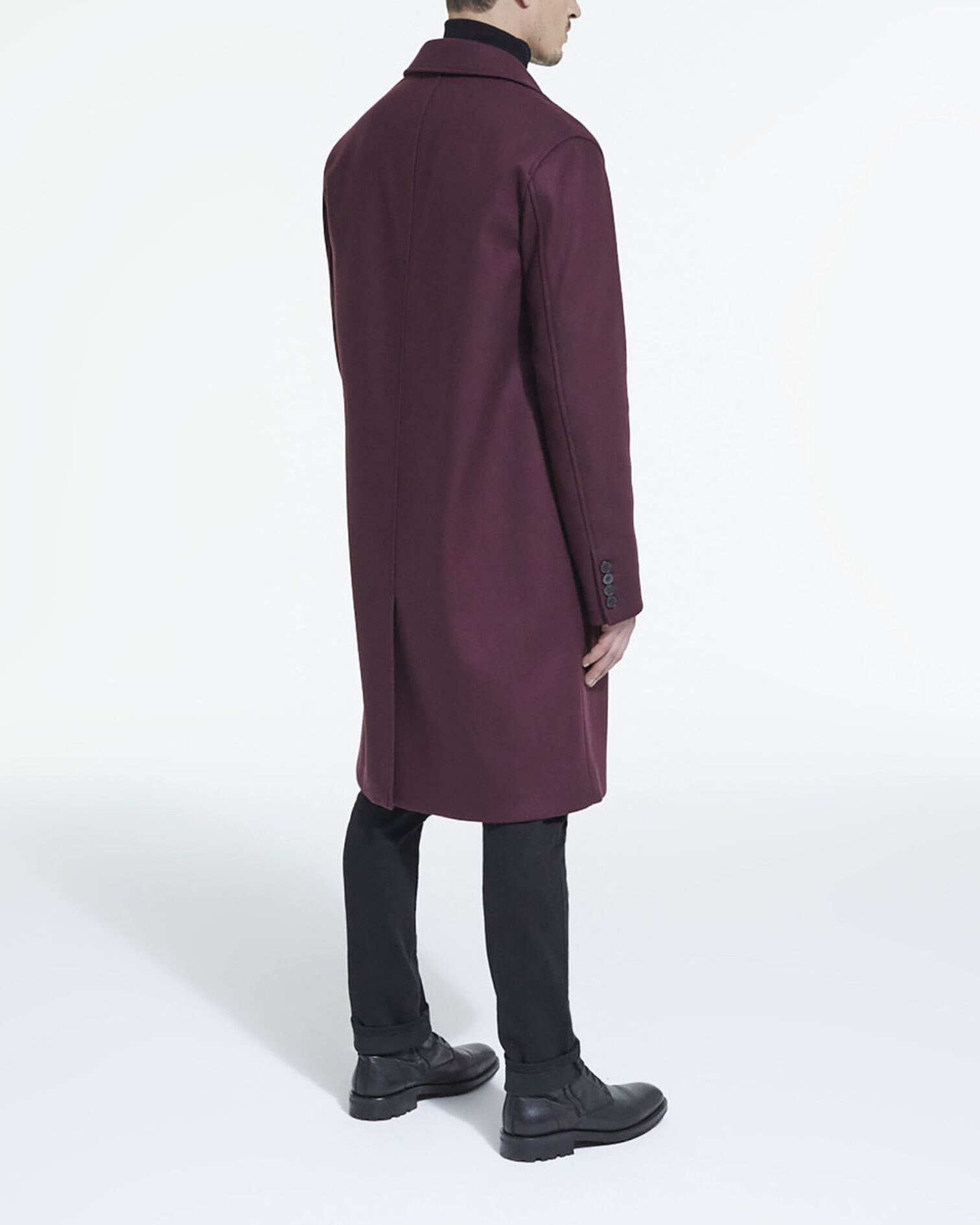 Burgundy wool coat, BURGUNDY, hi-res image number null