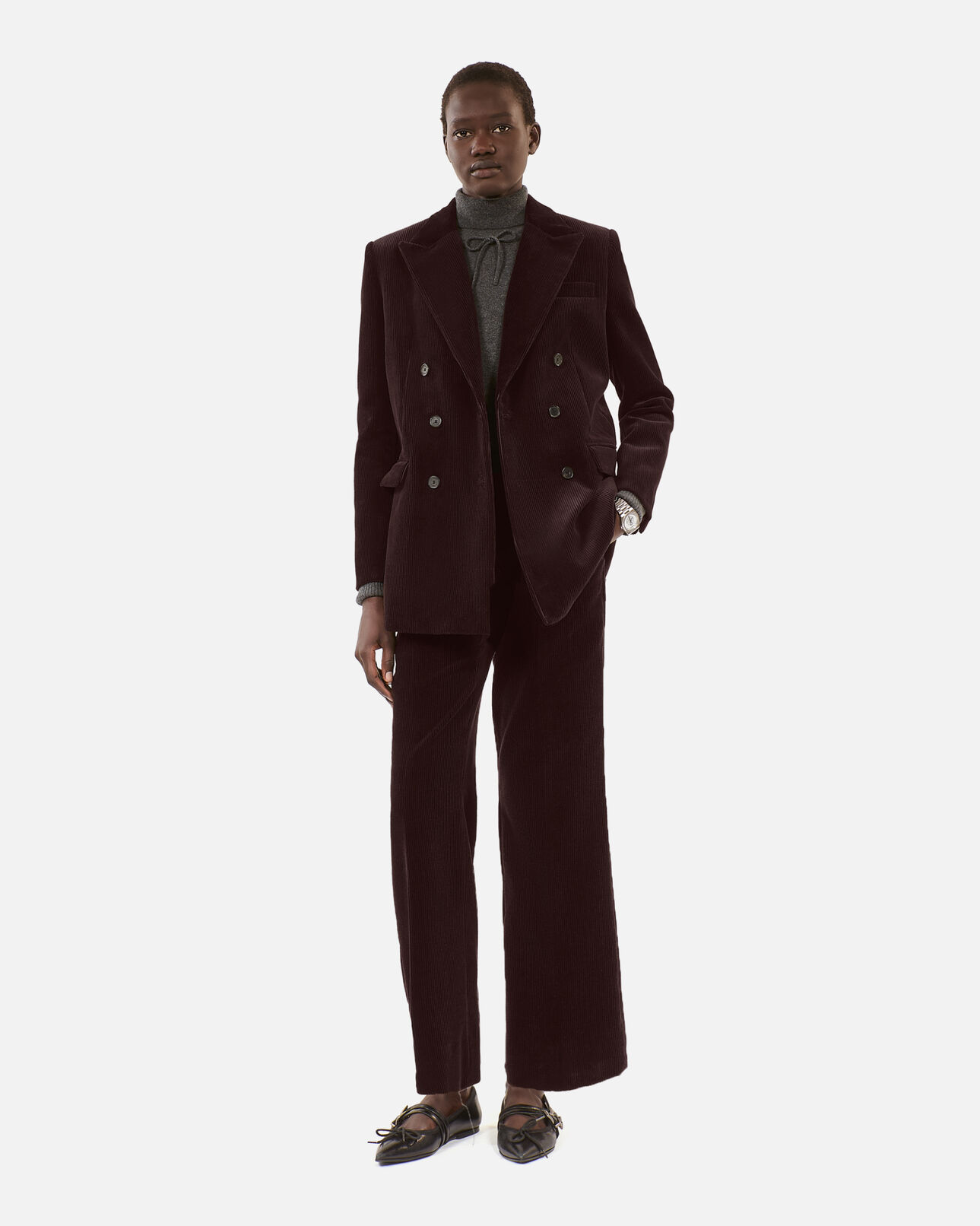 The Kooples WOMEN BROWN brown corduroy suit jacket