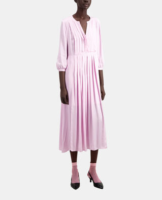 The Kooples FEMME PALE PINK robe longue rose avec plissage