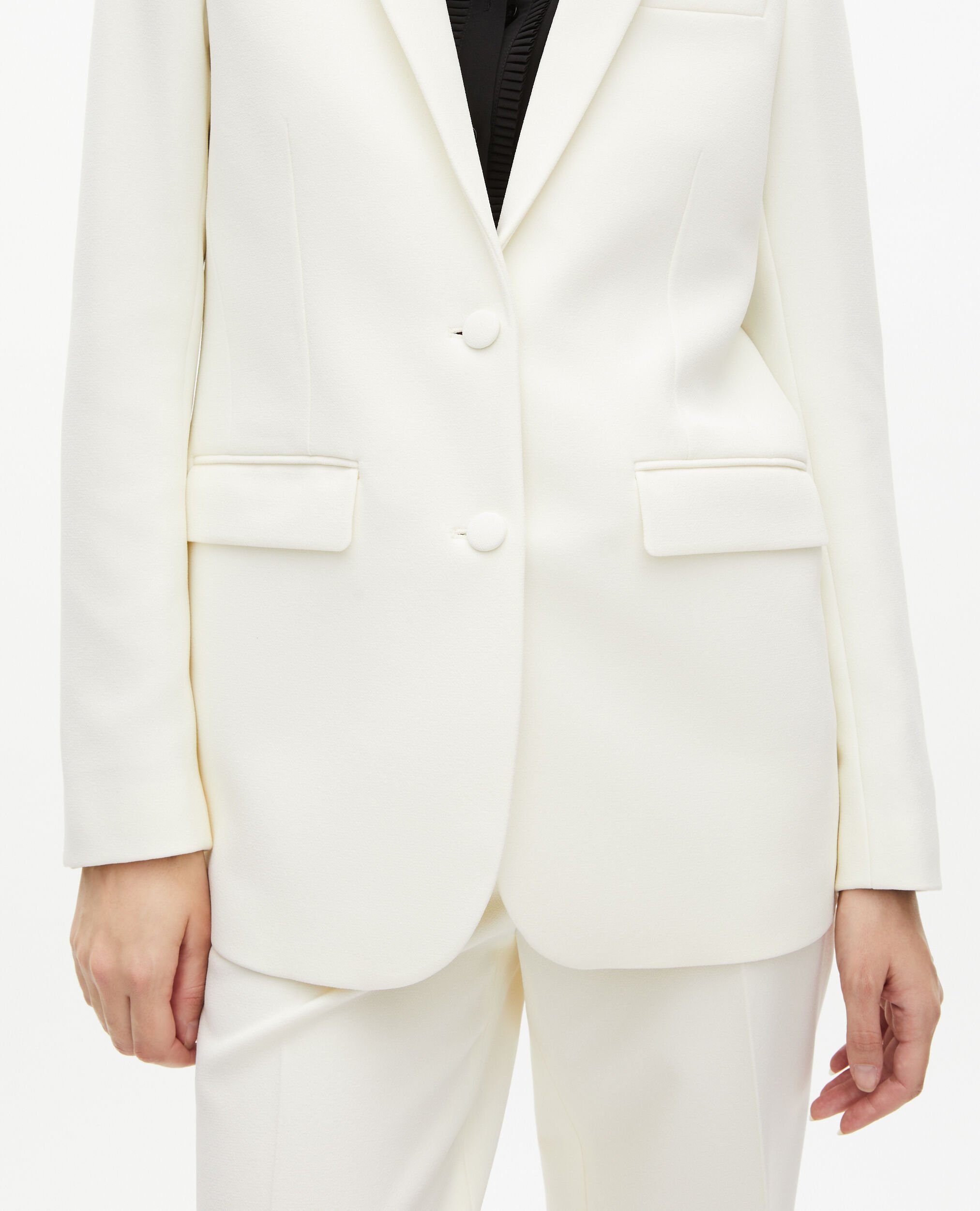 Off-white straight-cut crepe suit jacket, ECRU, hi-res image number null