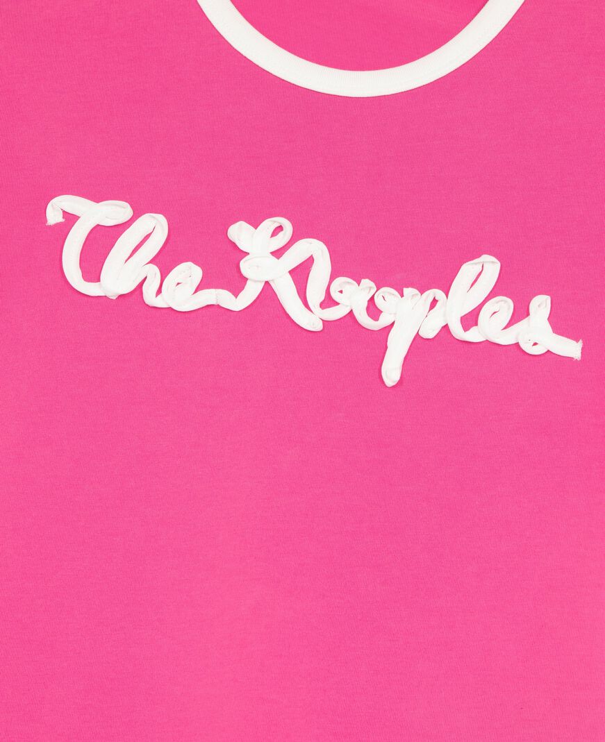 The Kooples FEMME FUSHIA t-shirt broderie ruban fuschia