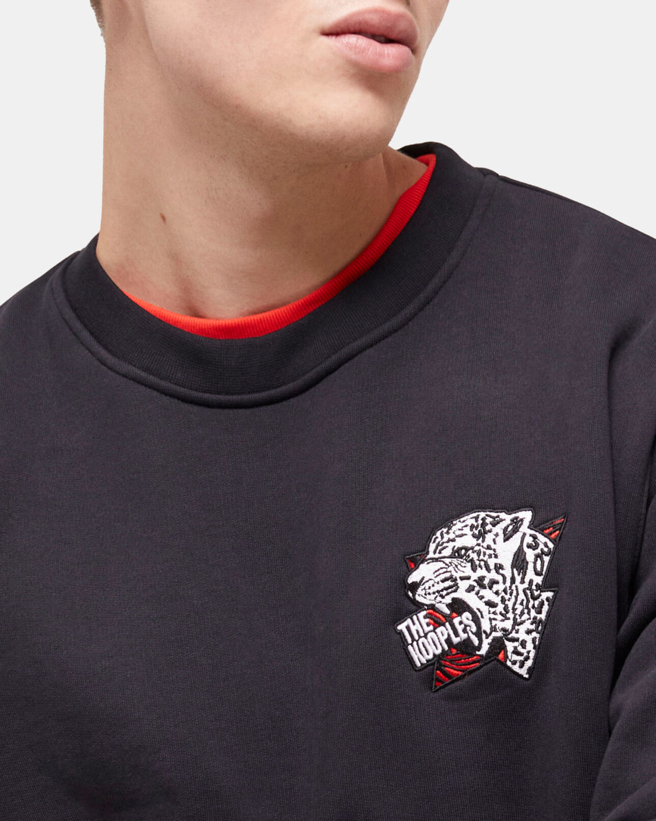 The Kooples H BLACK black logo sweatshirt with a tiger print