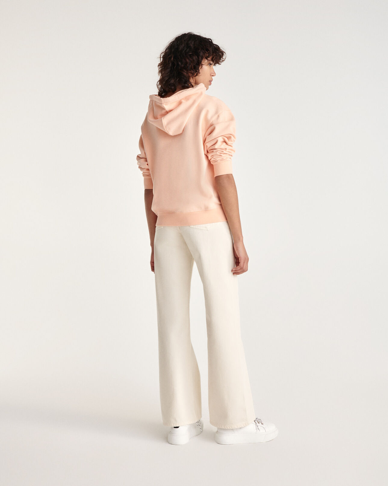 The Kooples FEMME PRAIRIE SUNSET sweat corail coton à capuche logo centré