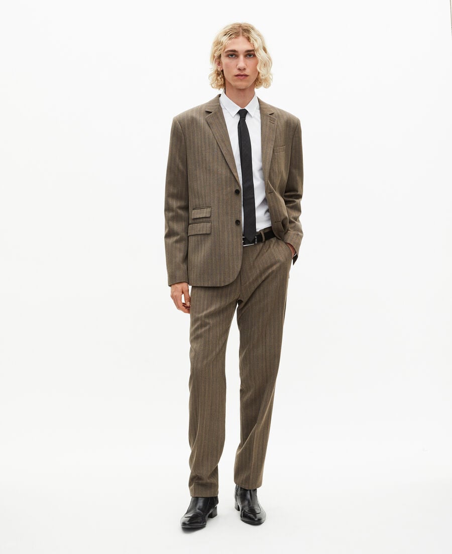 The Kooples HOMBRE LIGHT BROWN chaqueta de traje a rayas marr&oacute;n