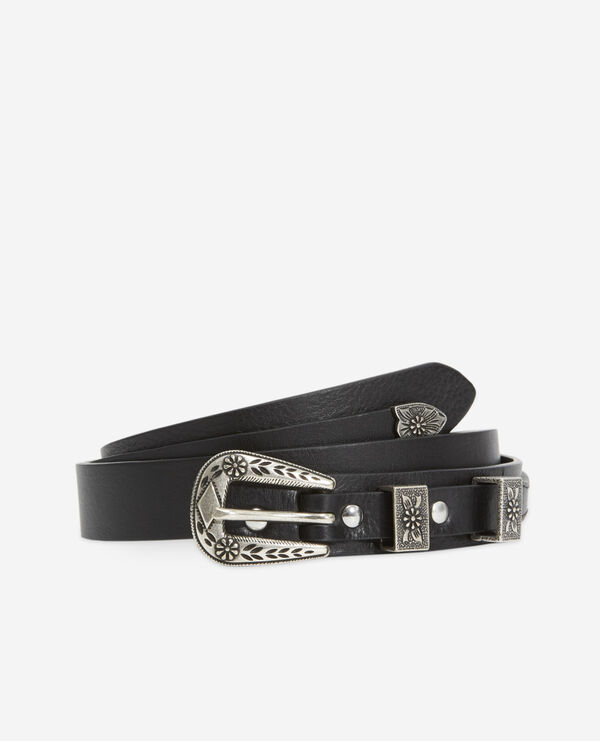 Thin smooth leather belt