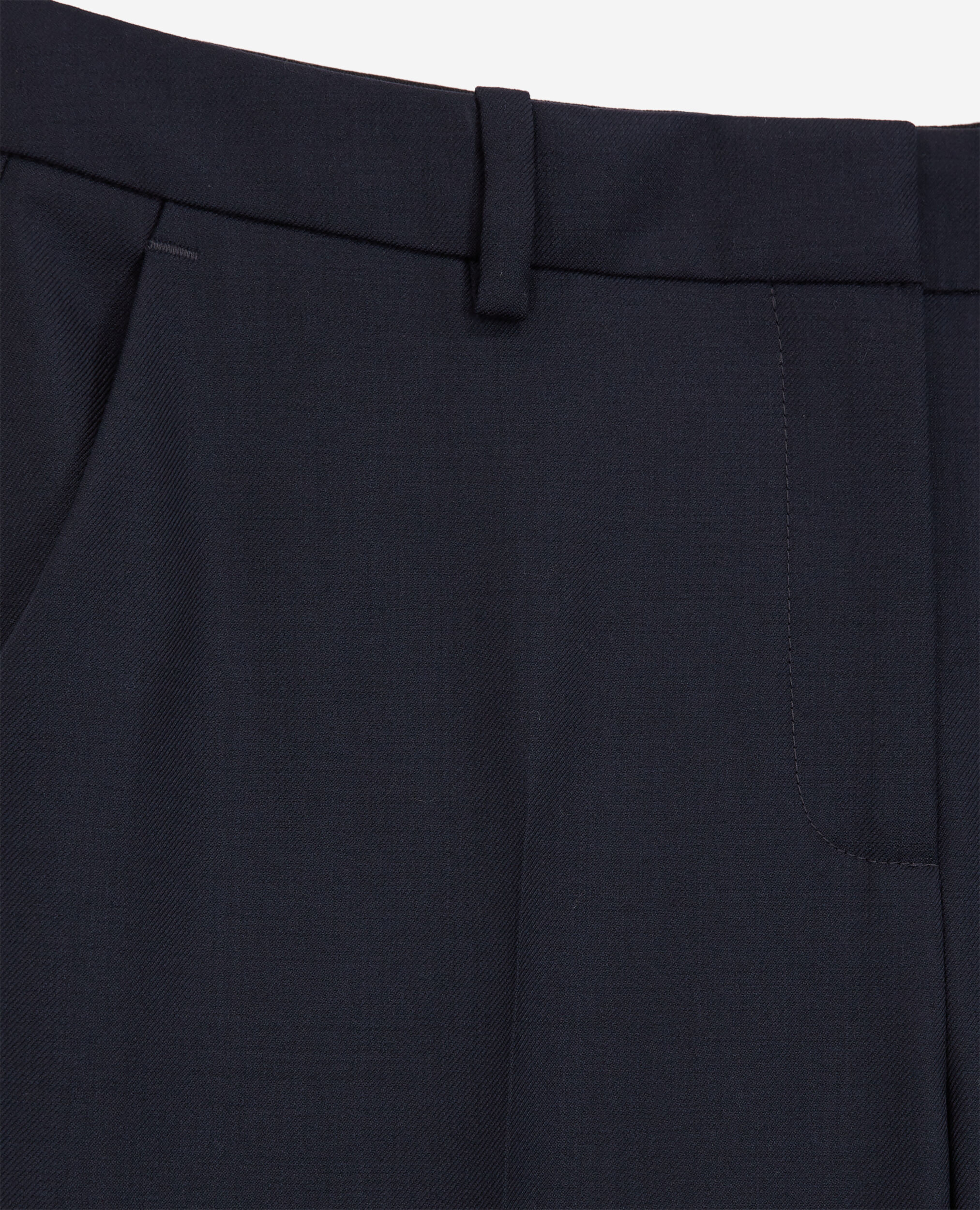 Navy blue wool tailored trousers with a slim fit, NAVY, hi-res image number null