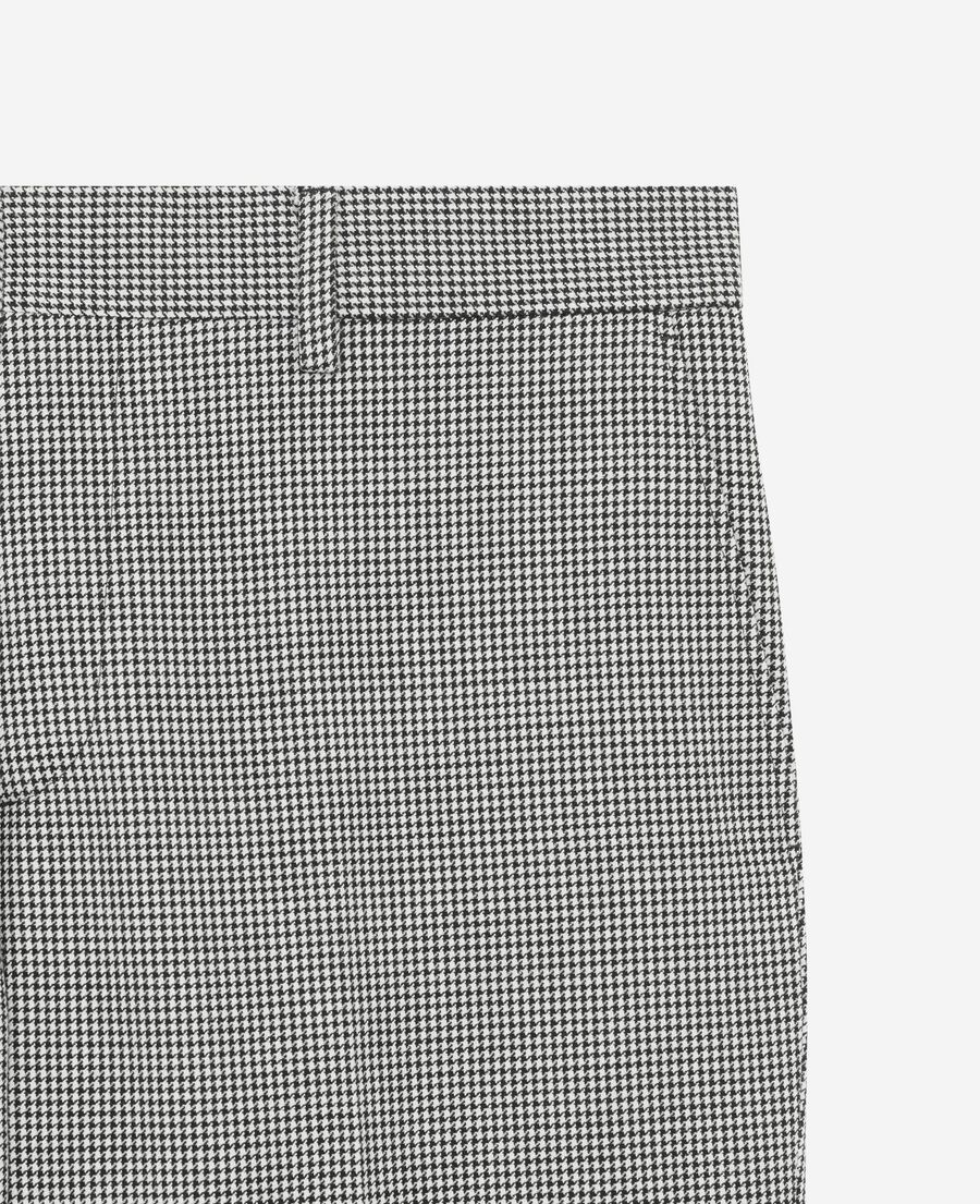 The Kooples HOMME BLACK GREY pantalon de costume ajusté en pied de poule noir et blanc