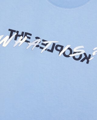 The Kooples DAMEN BLUE WHITE hellblaues t-shirt mit what is-schriftzug