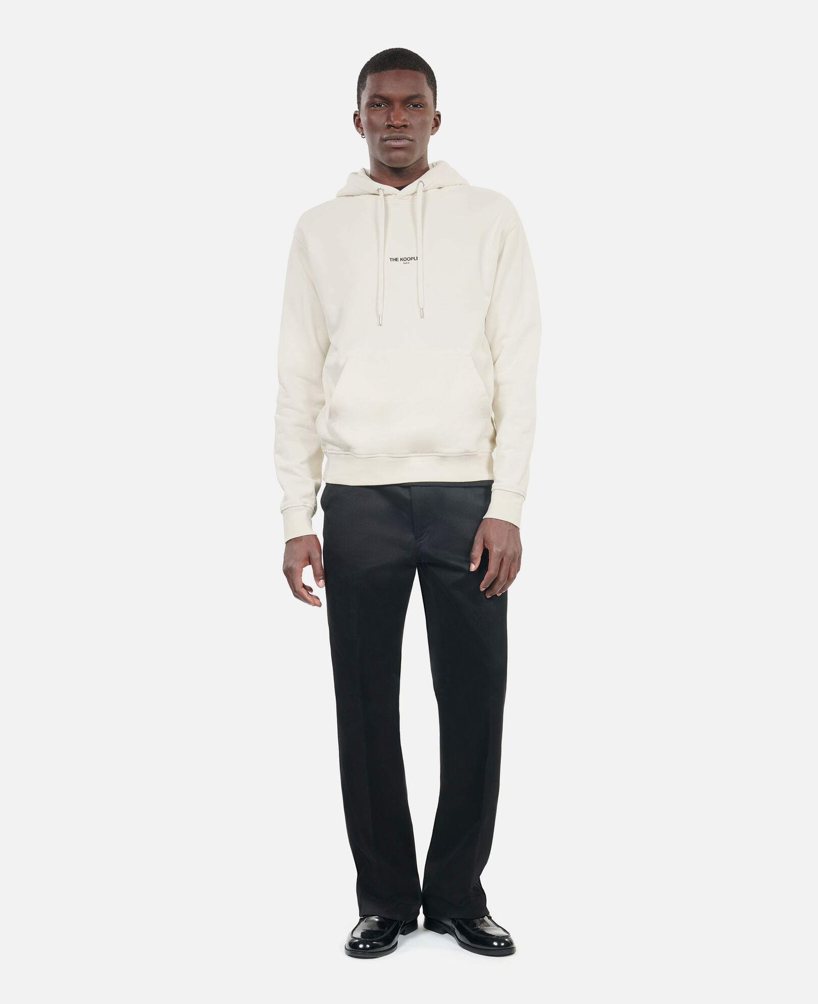 The Kooples MEN OFF WHITE black logo hoodie