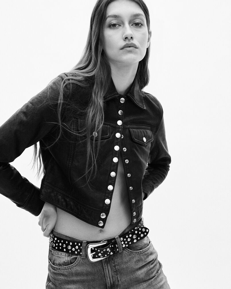 The Kooples FEMME BLACK blouson en cuir noir