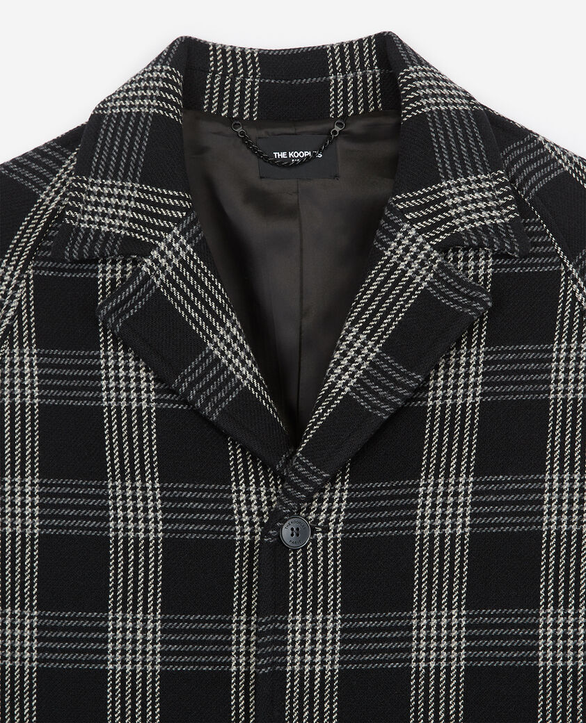 The Kooples HERREN BLACK-ECRU bedruckter übergroßer mantel mit knöpfen