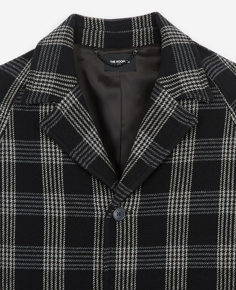 The Kooples HERREN BLACK-ECRU bedruckter übergroßer mantel mit knöpfen