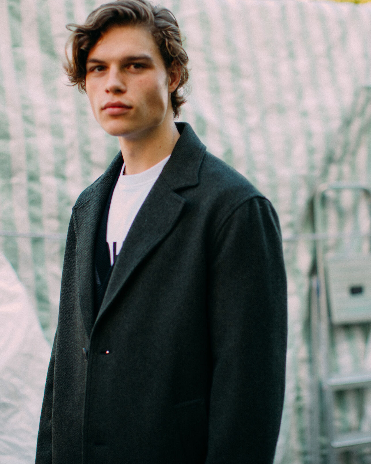 The Kooples HOMME KAKI manteau droit chiné