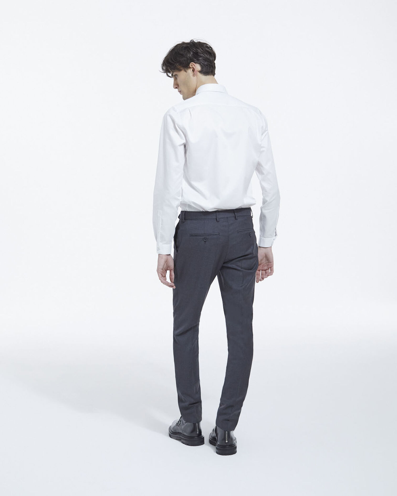 Grey wool fitted suit trousers, DARK GREY, hi-res image number null