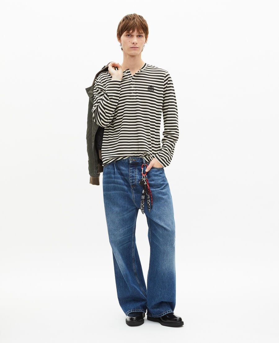 The Kooples HOMME LIGHT BEIGE t-shirt manches longues à rayures beige