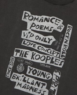 The Kooples HERREN BLACK WASHED t-shirt mit siebdruck romance poems schwarz