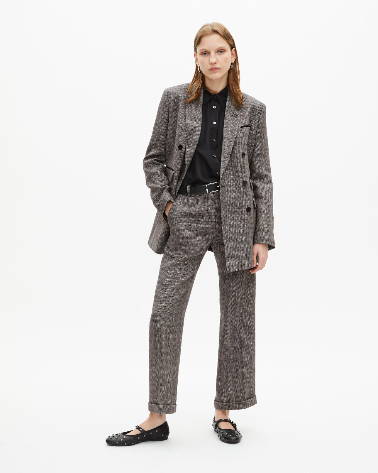 The Kooples MUJER BLACK bailarinas de piel negra con tachuelas
