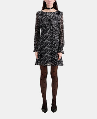 The Kooples WOMEN BLACK-ECRU short printed dress
