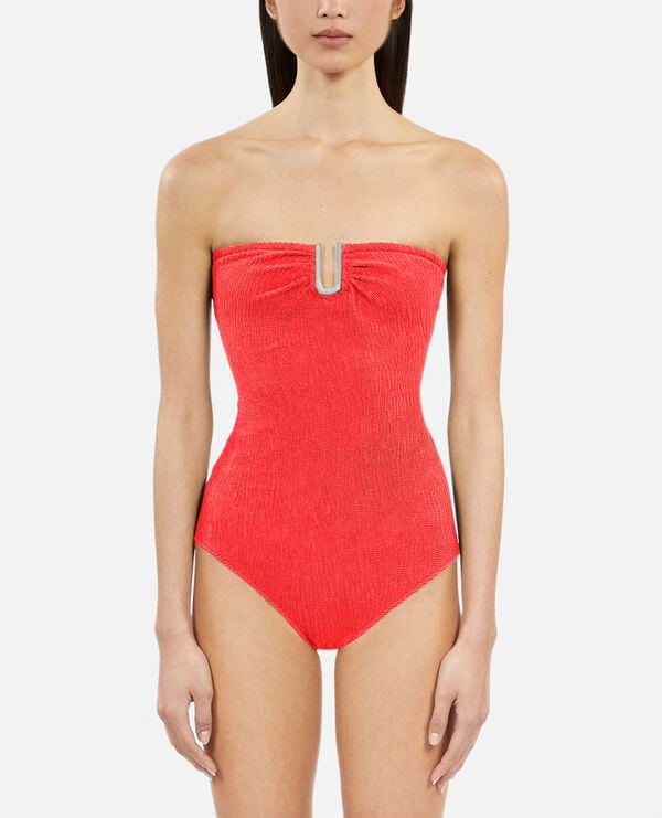 The Kooples WOMEN RED the kooples x luz one-piece strapless red swimsuit