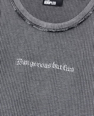 The Kooples WOMEN BLACK WASHED black tank top with dangerous but fun serigraphy