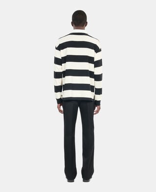 The Kooples MEN BLACK / WHITE long-sleeved black and white striped polo t-shirt