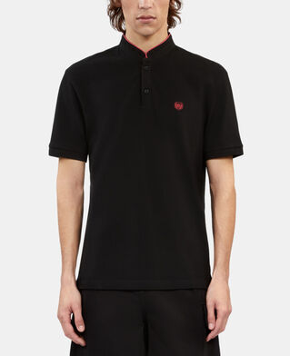 The Kooples H NOIR ROSE black pique cotton polo t-shirt