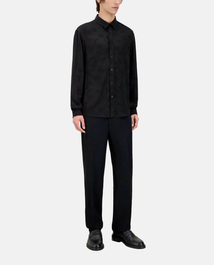 The Kooples HERREN BLACK schwarzes jacquard-hemd mit palmen