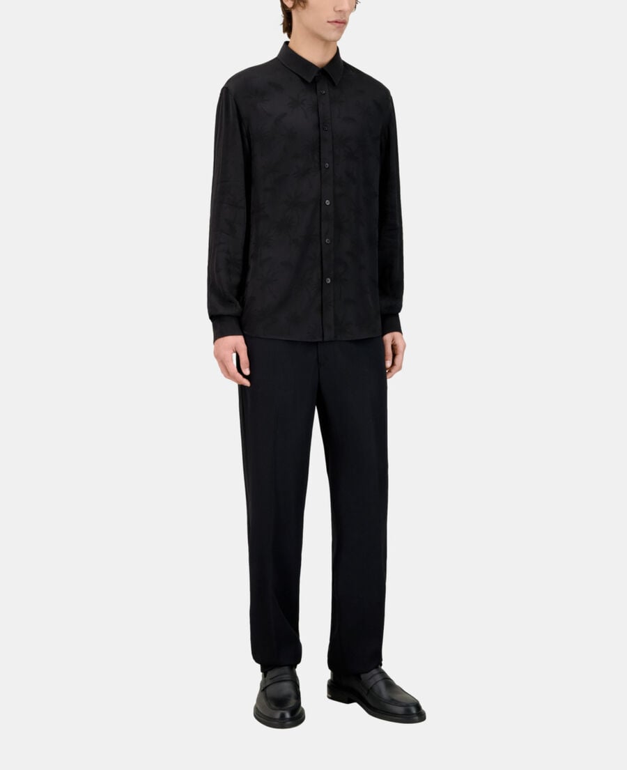The Kooples MEN BLACK black jacquard shirt with palm trees
