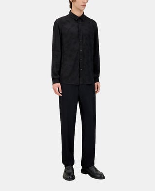 The Kooples MEN BLACK black jacquard shirt with palm trees